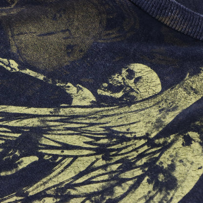 ELITE MMA Y2K Skull Grunge Yellow & Grey Faded Vintage T-Shirt (XXL) Vintage Sole Melbourne
