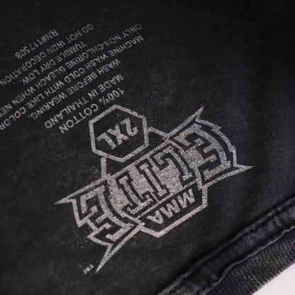 ELITE MMA Y2K Skull Grunge Yellow & Grey Faded Vintage T-Shirt (XXL) Vintage Sole Melbourne