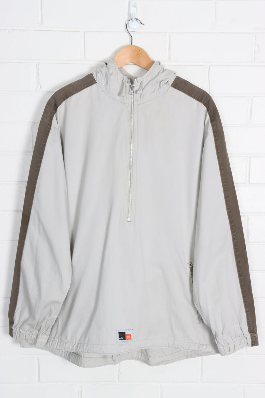 NIKE Grey & Brown Sleeve Stripe Hooded Jacket (XXXL)
