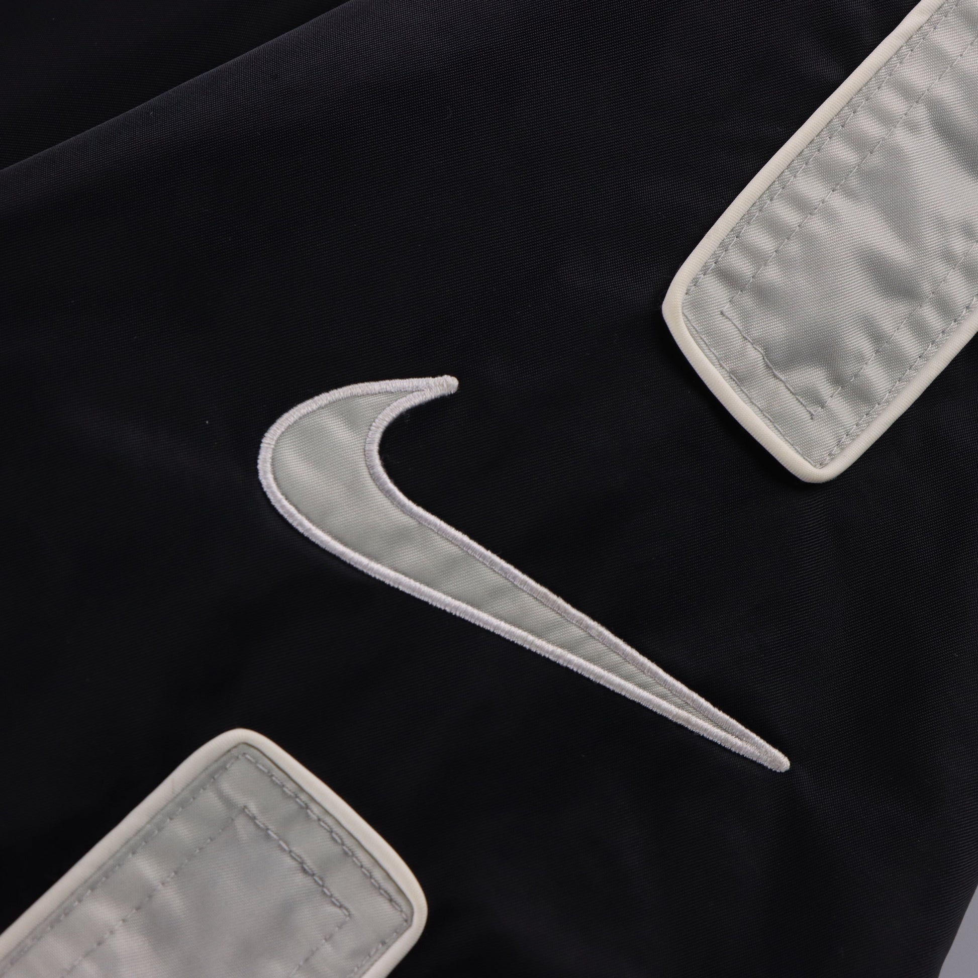 Vintage NIKE Embroidered Swoosh White Stripe Hooded Zip Up Black Jacket (L-XL) Vintage Sole Melbourne