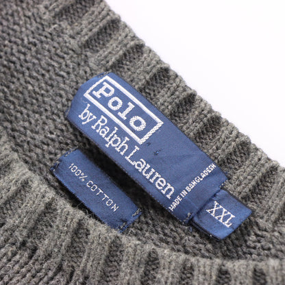 Vintage POLO RALPH LAUREN Embroidered Knit Grey & Black Sweater (XXL) Vintage Sole Melbourne