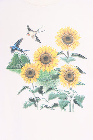 Sunflowers Puffy Print 'Air Waves' Single Stitch Tee (M)