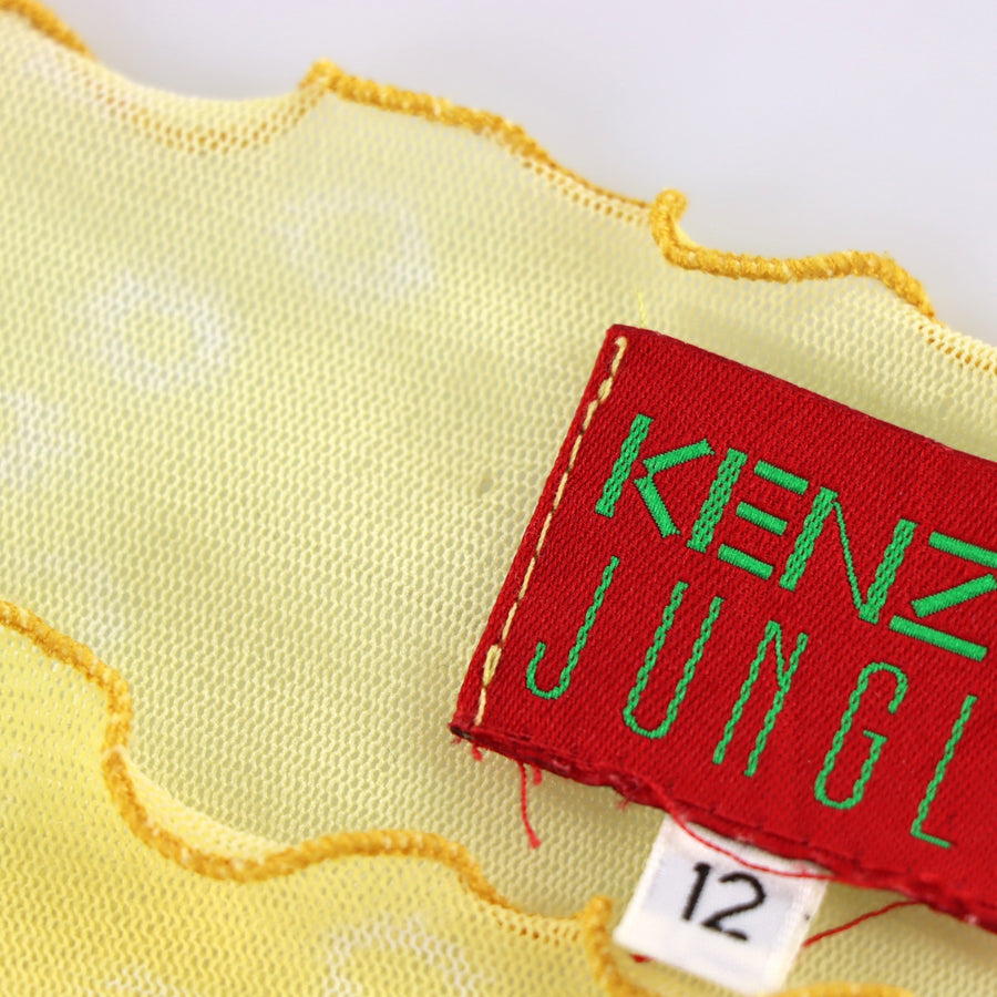 KENZO JUNGLE Mesh Lettuce Hem Y2K Top (Women's S)