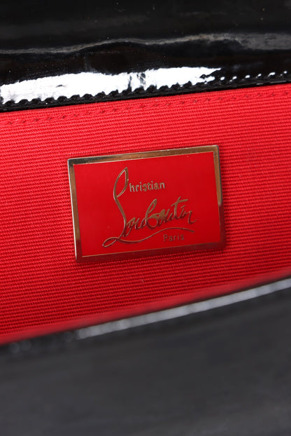 CHRISTIAN LOUBOUTIN Black Patent Leather 'Pigalle' Spike Clutch France Made