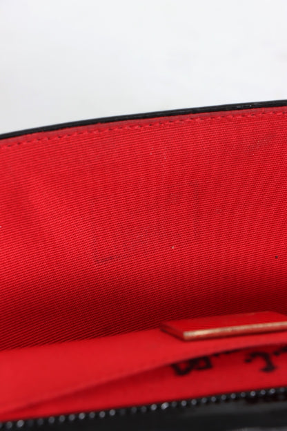 CHRISTIAN LOUBOUTIN Black Patent Leather 'Pigalle' Spike Clutch France Made