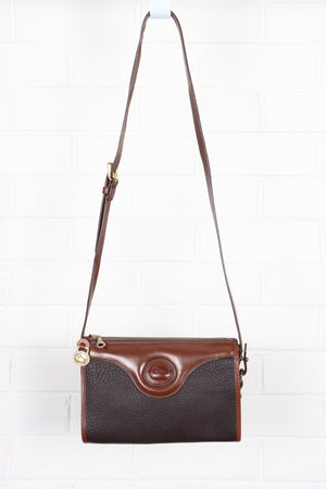 Vintage DOONEY & BOURKE Black & Brown Leather Crossbody Bag USA Made