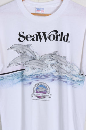 Sea World Dolphins Conservation Preservation Single Stitch Tee (S-M)