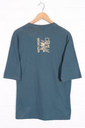 North Carolina Howling Cayotes Texture Print Single Stitch T-Shirt (M) - Vintage Sole Melbourne