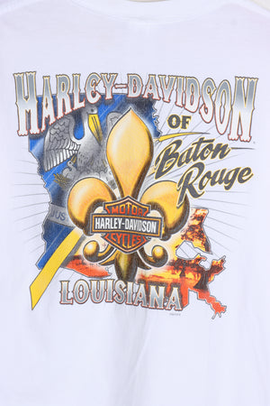 HARLEY DAVIDSON Baton Rouge Louisiana Colourful Graphic Tee (M)