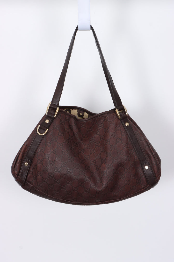 GUCCI 'Guccissima' Abbey Brown Leather Tote Bag