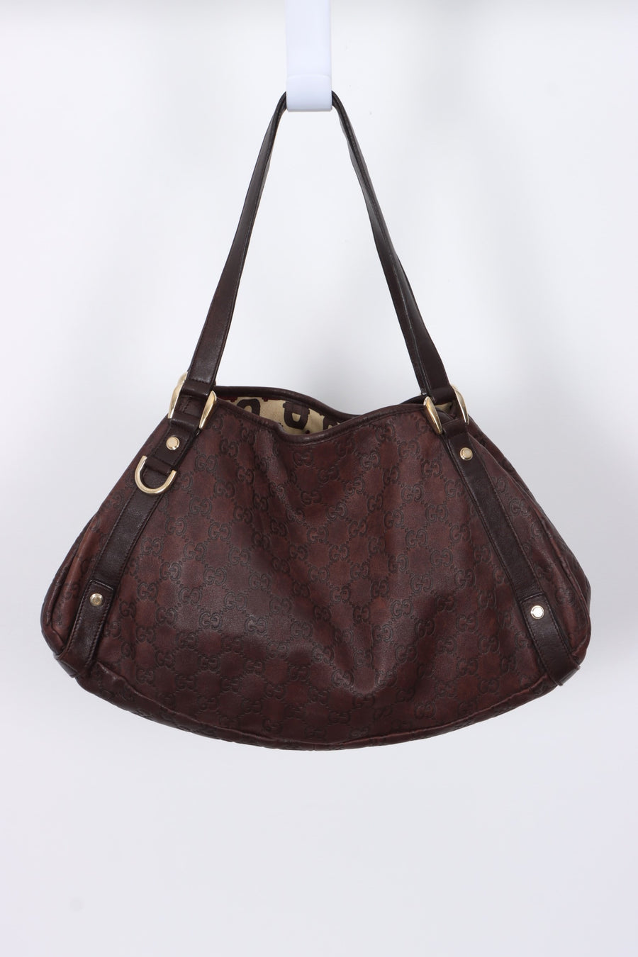 GUCCI 'Guccissima' Abbey Brown Leather Tote Bag