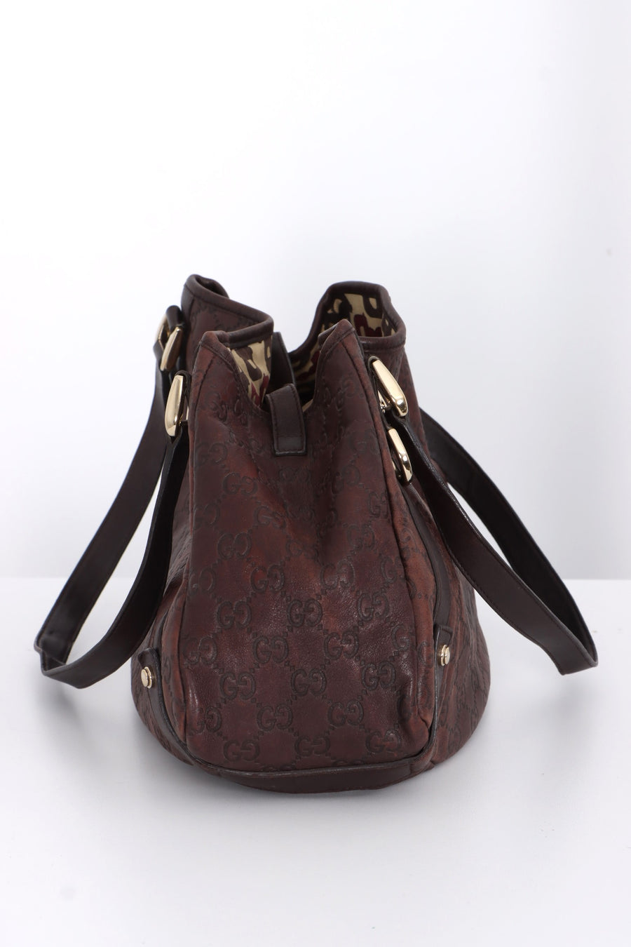 GUCCI 'Guccissima' Abbey Brown Leather Tote Bag