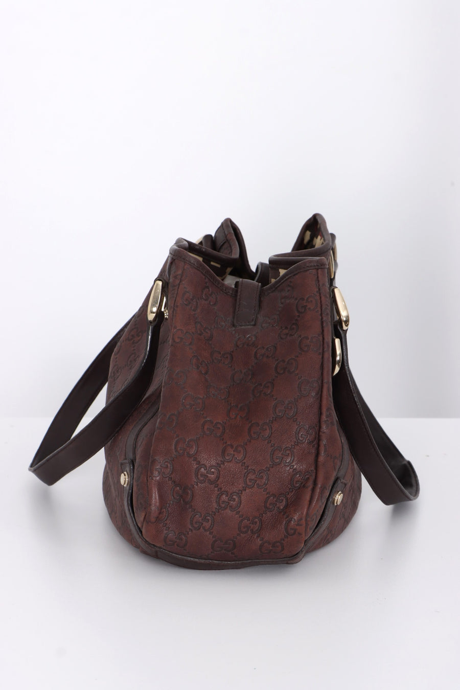 GUCCI 'Guccissima' Abbey Brown Leather Tote Bag