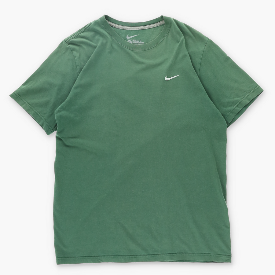 NIKE Embroidered Swoosh Logo Standard Fit Green T-Shirt (L)