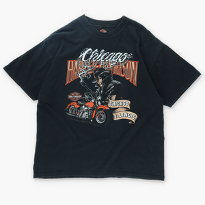 HARLEY Chicago Illinois Smoking Gun Graphic USA Made T-Shirt (XL)