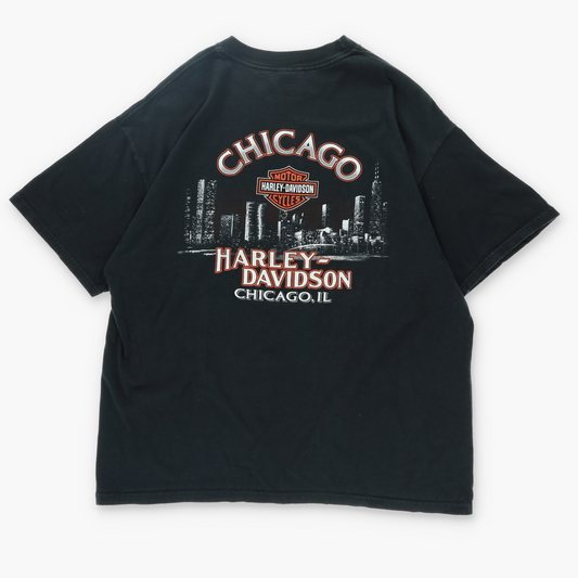 HARLEY Chicago Illinois Smoking Gun Graphic USA Made T-Shirt (XL)