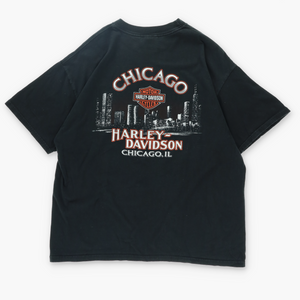 HARLEY Chicago Illinois Smoking Gun Graphic USA Made T-Shirt (XL)