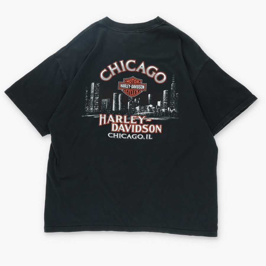 HARLEY Chicago Illinois Smoking Gun Graphic USA Made T-Shirt (XL)