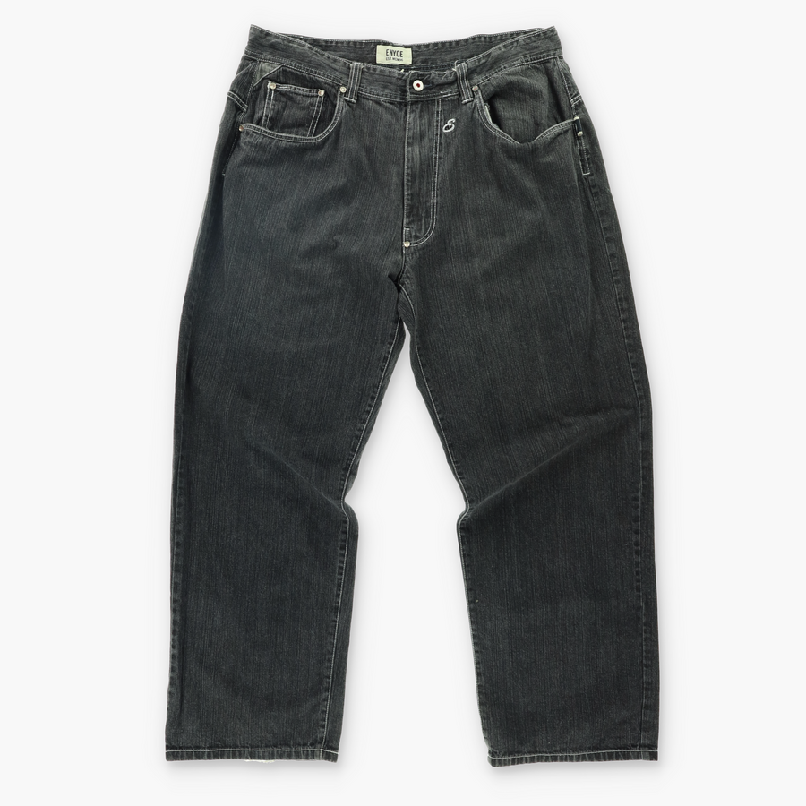 ENYCE Straight Leg Jeans with Yellow Logo Embroidered Pocket (40)