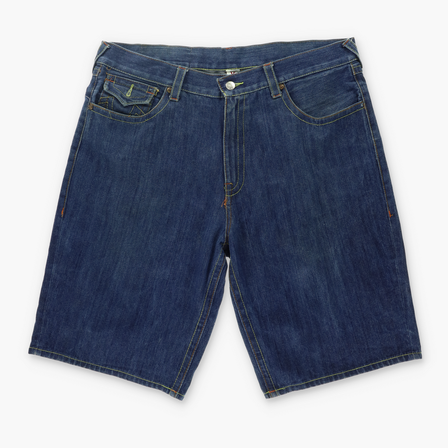 TRUE RELIGION Embroidered Pocket Detail Baggy Denim Shorts (W44xL14 1/2)