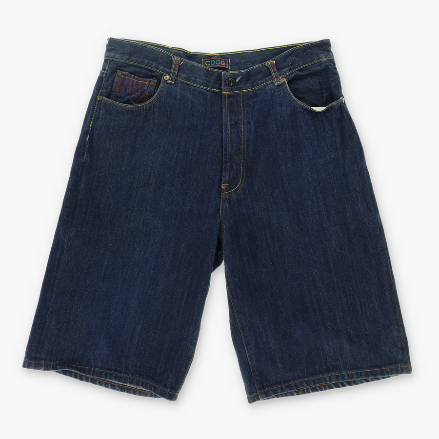 COOGI Hornet Bees Embroidered Dark Denim Shorts (38)