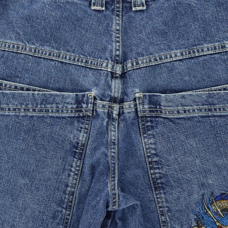 JNCO Jeans Embroidered Dragon Baggy Denim Shorts (18)