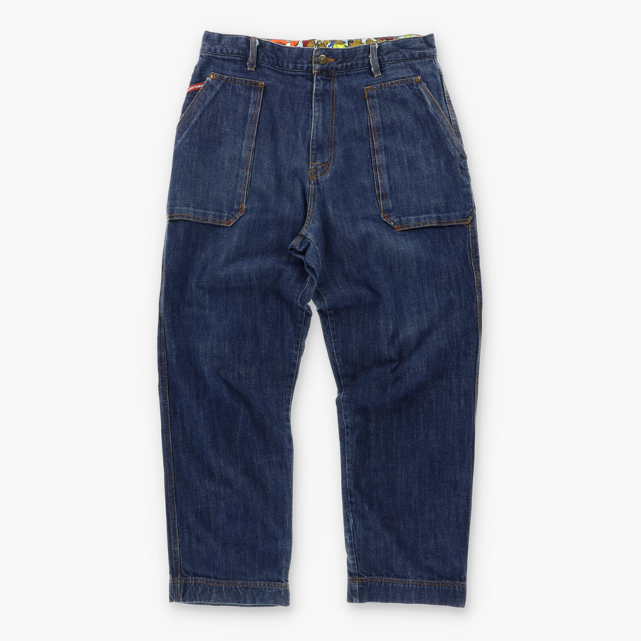 PLATINUM FUBU Fat Albert Embroidered Baggy Denim Jeans (38x34)