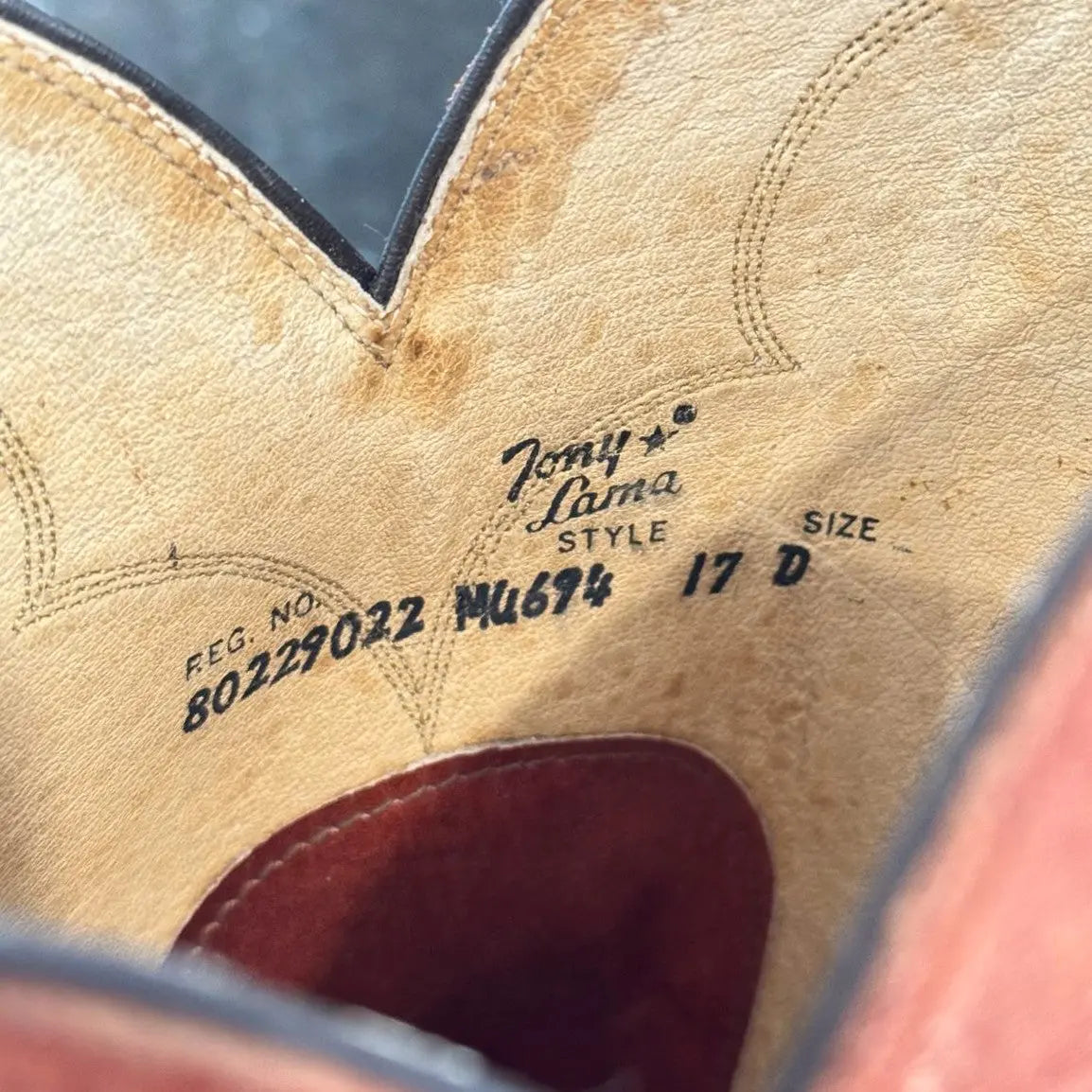 TONY LAMA Embroidered USA Made Tan Leather Western Cowboy Boots (17 B) - Vintage Sole Melbourne