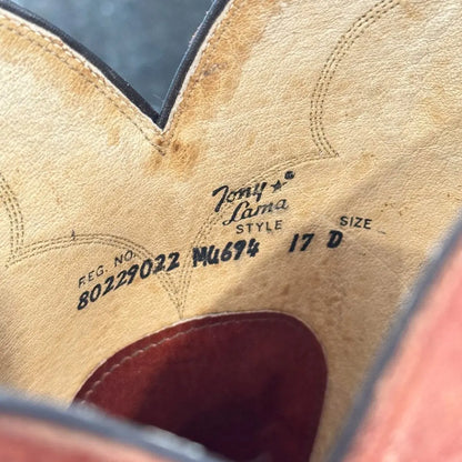 TONY LAMA Embroidered USA Made Tan Leather Western Cowboy Boots (17 B) - Vintage Sole Melbourne