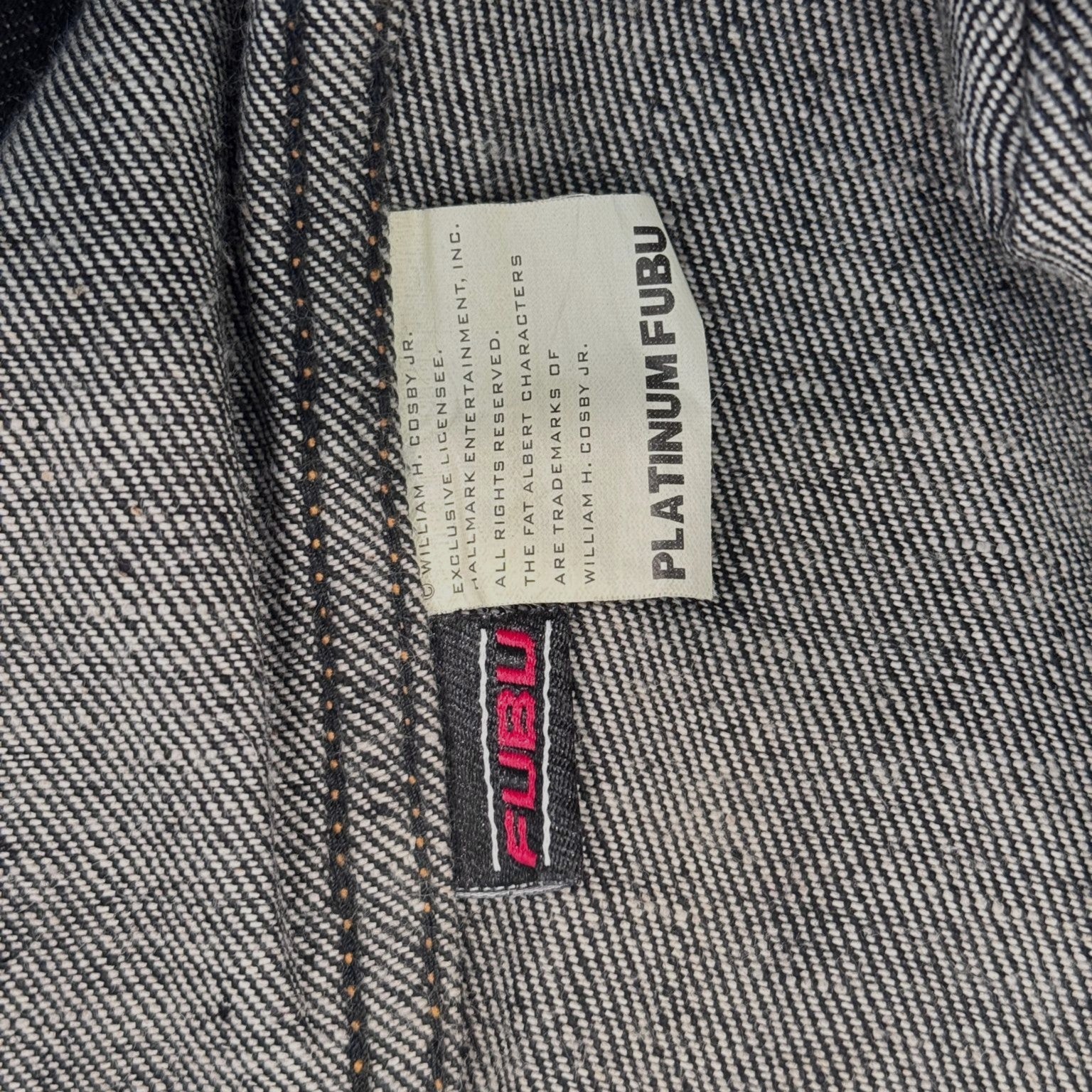 Vintage PLATINUM FUBU 'Fat Albert & The Junkyard Gang' Embroidered Denim Jacket (XXL-XXXL) Vintage Sole Melbourne