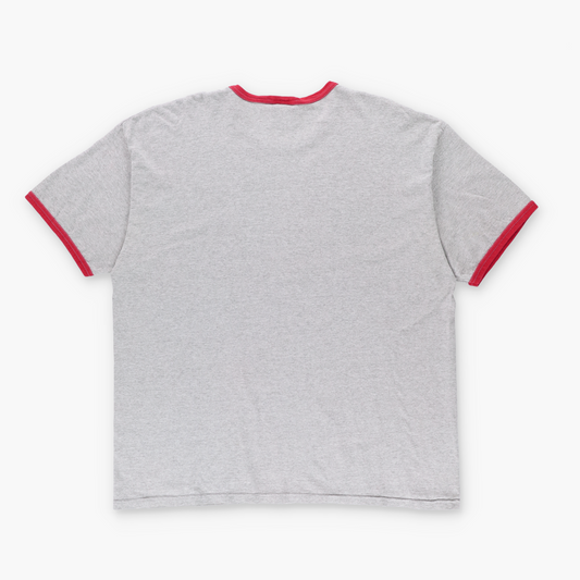 NIKE Red & Grey Embroidered Swoosh Logo Ringer Tee (XL-XXL)