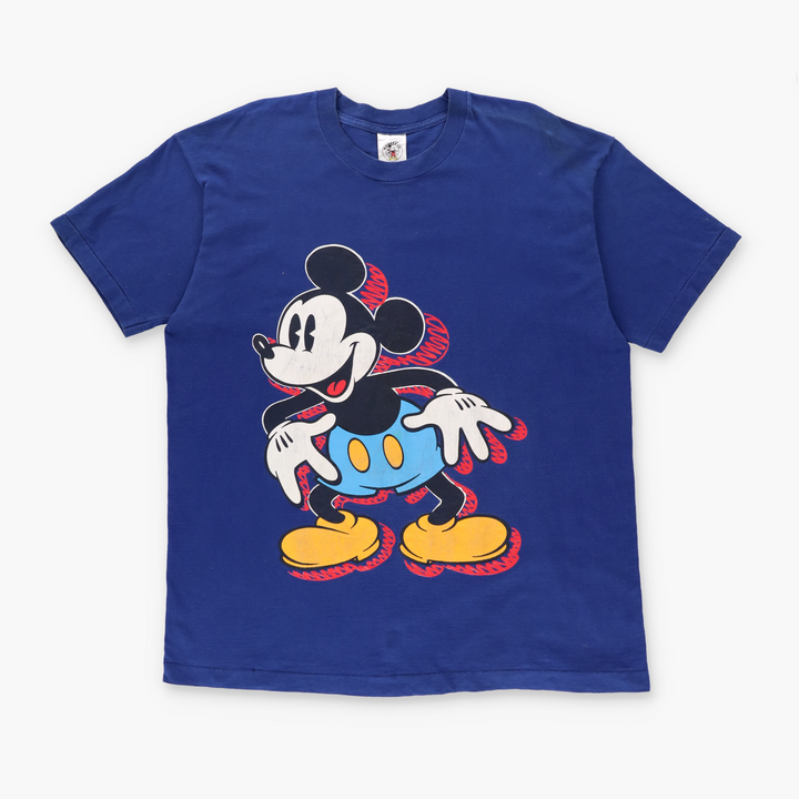 DISNEY MICKEY & CO Blue Single Stitch Scribble Tee USA Made (XXL)