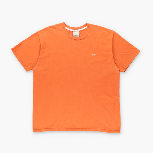 NIKE Orange & White Embroidered Swoosh Logo Classic Tee (XL)