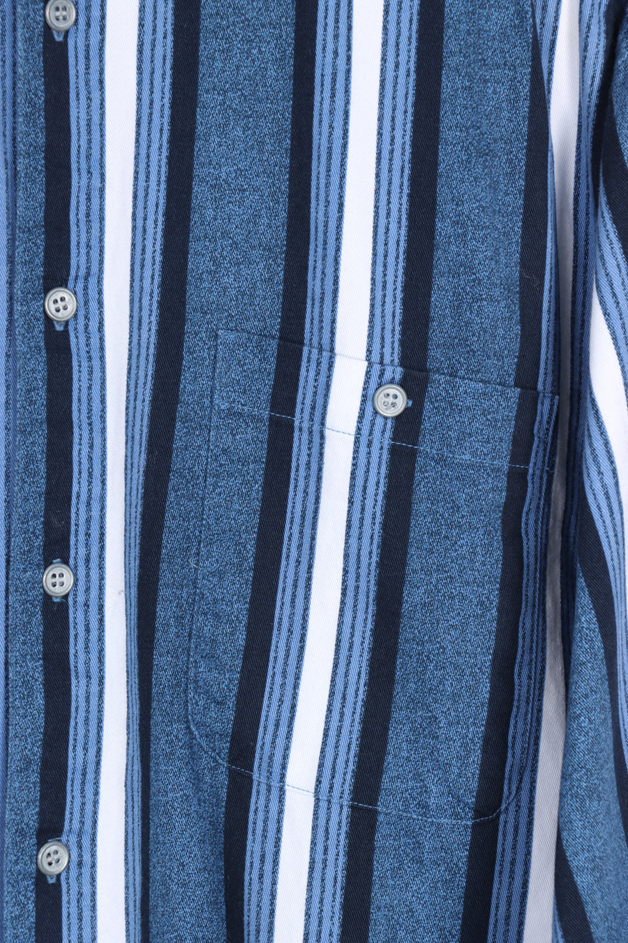 Blue Black & White Stripe Pattern Long Sleeve Button Up Shirt (XL)