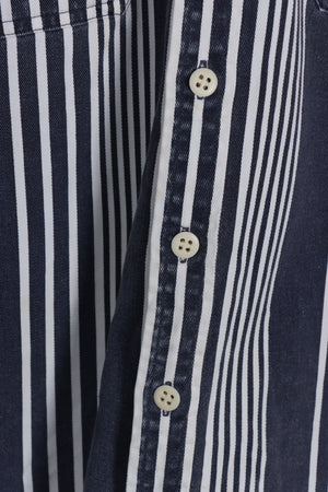 Vintage GAP 90's Black & White Striped Long Sleeve Button Up Shirt (M-L)