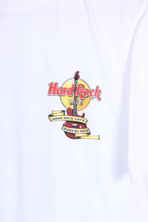 HARD ROCK CAFE Barcelona Statue Guitar Graphic Front Back Tee (S-M)