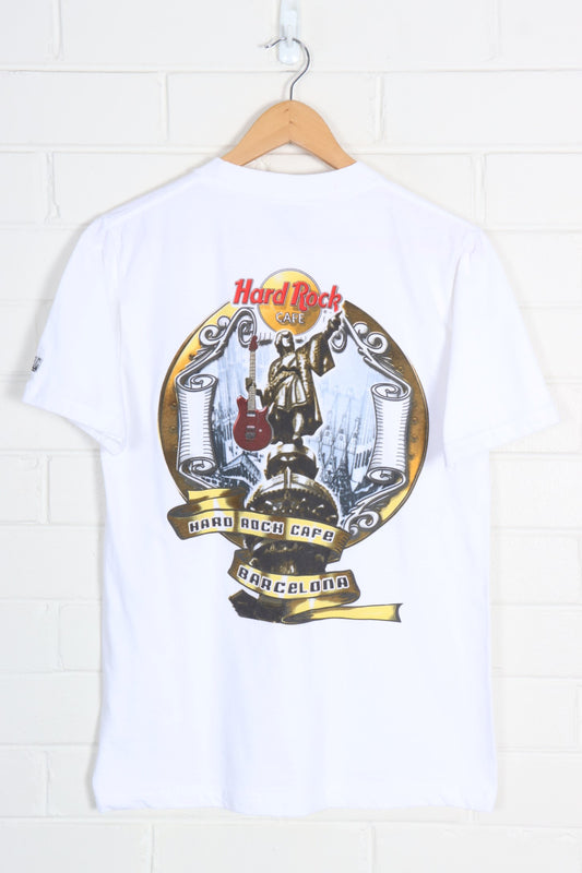 HARD ROCK CAFE Barcelona Statue Guitar Graphic Front Back Tee (S-M) - Vintage Sole Melbourne