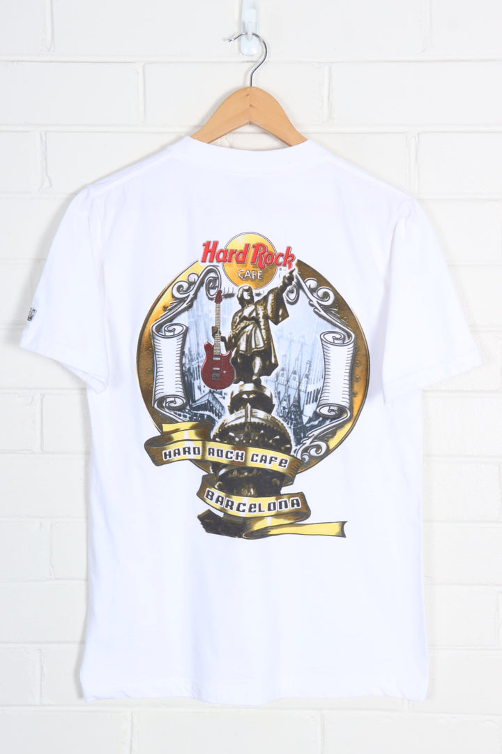 HARD ROCK CAFE Barcelona Statue Guitar Graphic Front Back Tee (S-M)