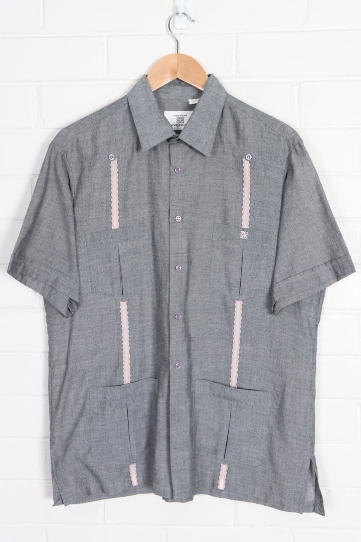 Vintage MONSIEUR GIVENCHY Pink & Grey Short Sleeve Utility Shirt (L)