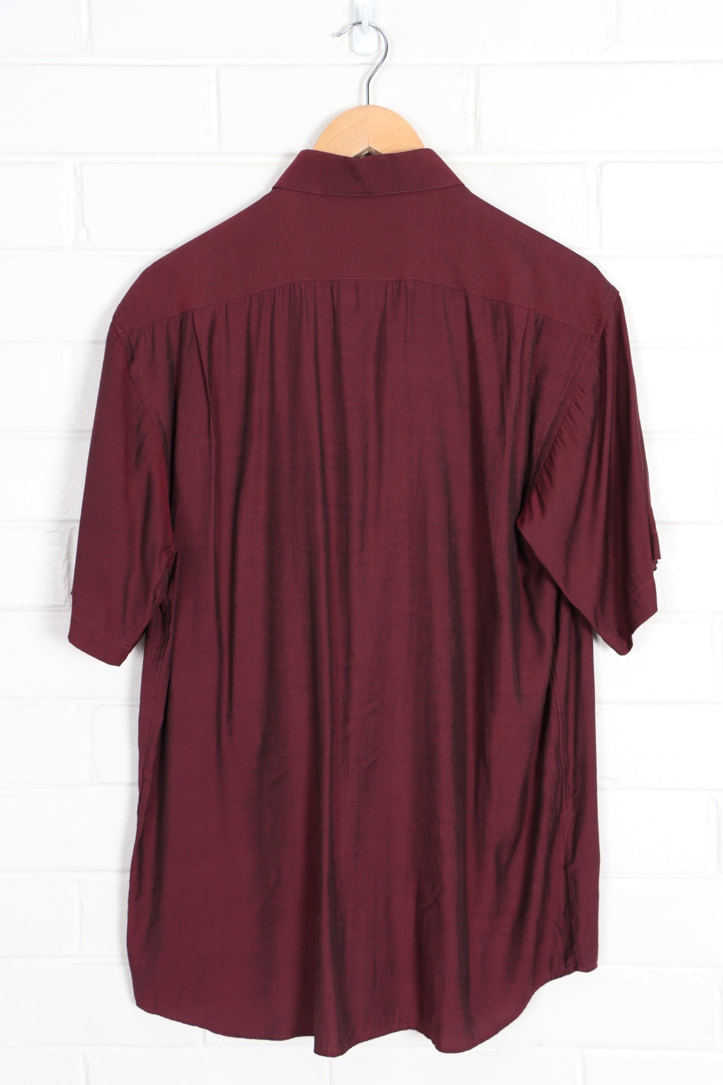 VALENTINO COUPEAU Maroon Short Sleeve Shirt (L) - Vintage Sole Melbourne