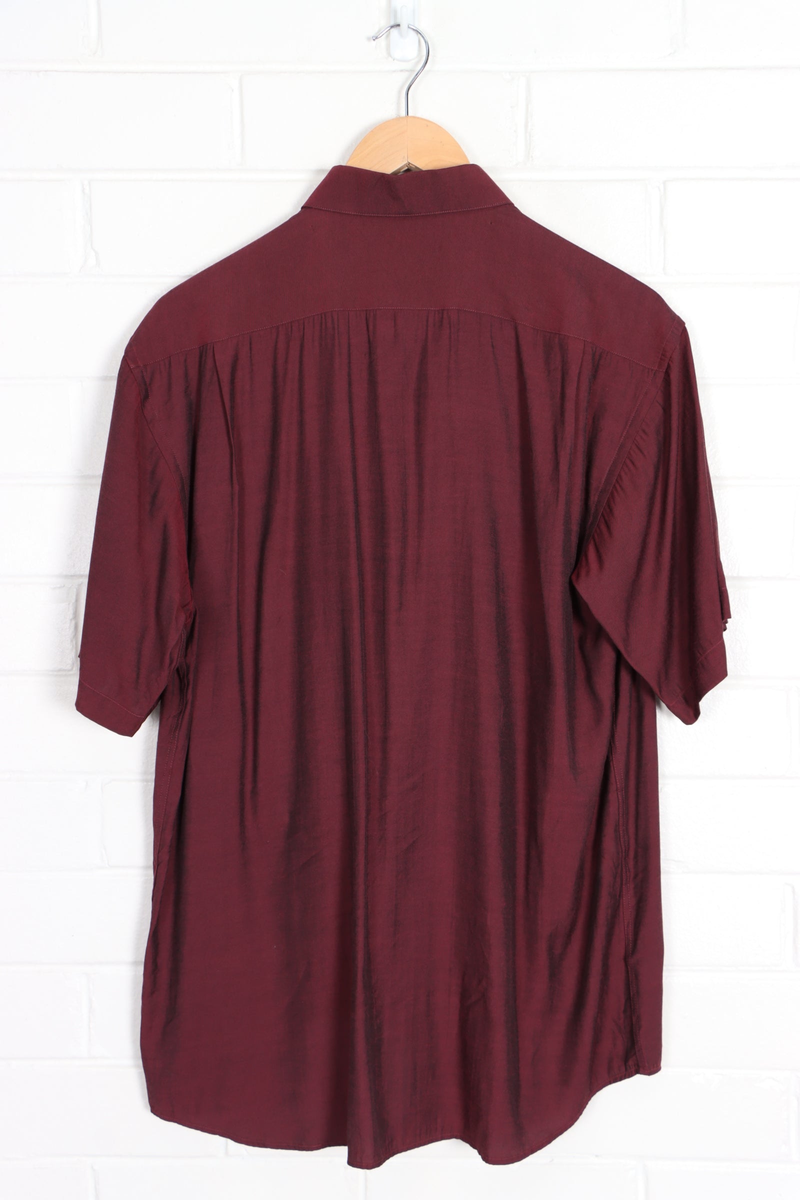 VALENTINO COUPEAU Maroon Short Sleeve Shirt (L) - Vintage Sole Melbourne