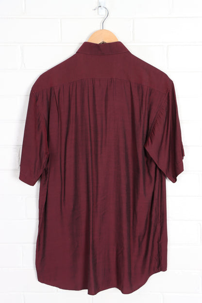 VALENTINO COUPEAU Maroon Short Sleeve Shirt (L) - Vintage Sole Melbourne