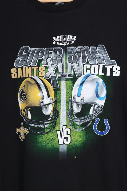 NFL Superbowl Saints vs Colts Football Helmets Graphic Tee (XL) - Vintage Sole Melbourne