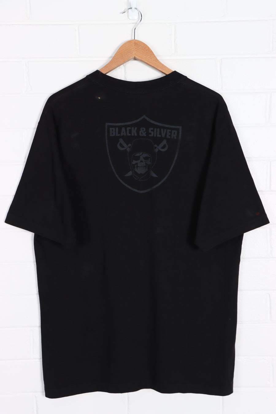 NFL Las Vegas Raiders "Black Silver" Big Logo T-Shirt (L-XL) - Vintage Sole Melbourne