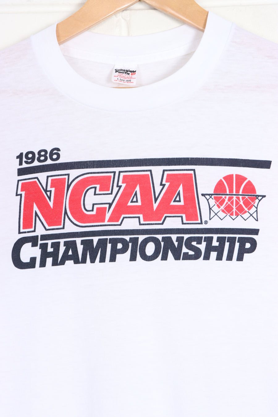 Vintage 1986 NCAA Basketball Championship Single Stitch Tee USA Made (S)