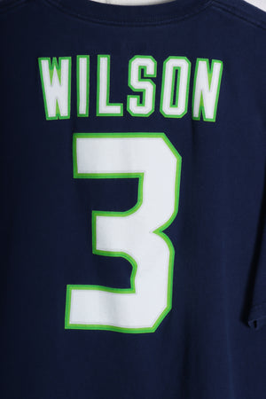 NFL Seattle Seahawks #3 Wilson Big Logo Front Back Graphic Tee (XL)
