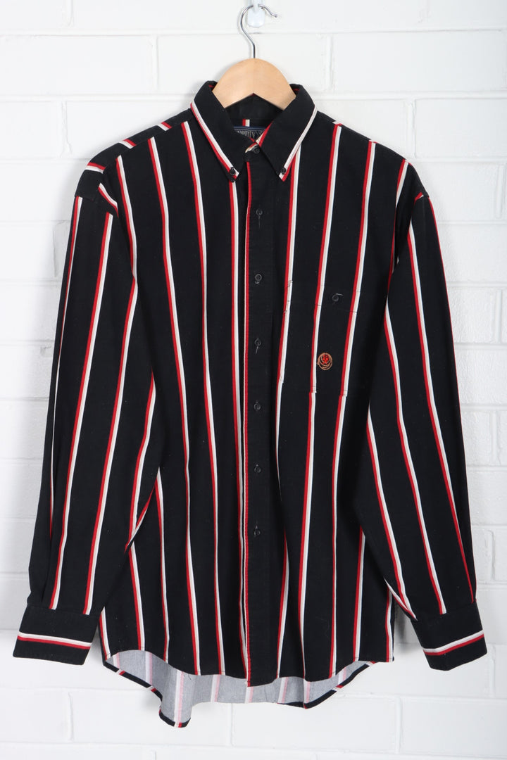 WRANGLER '20X' Embroidered Logo Striped Button Up Shirt (L)