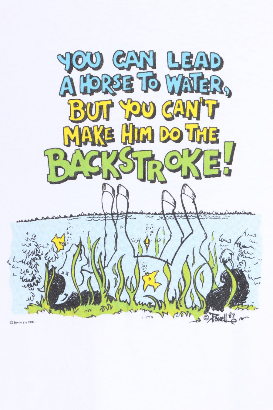 Vintage 1987 "Lead a Horse To Water" Joke Single Stitch Gag Tee USA Made (L)