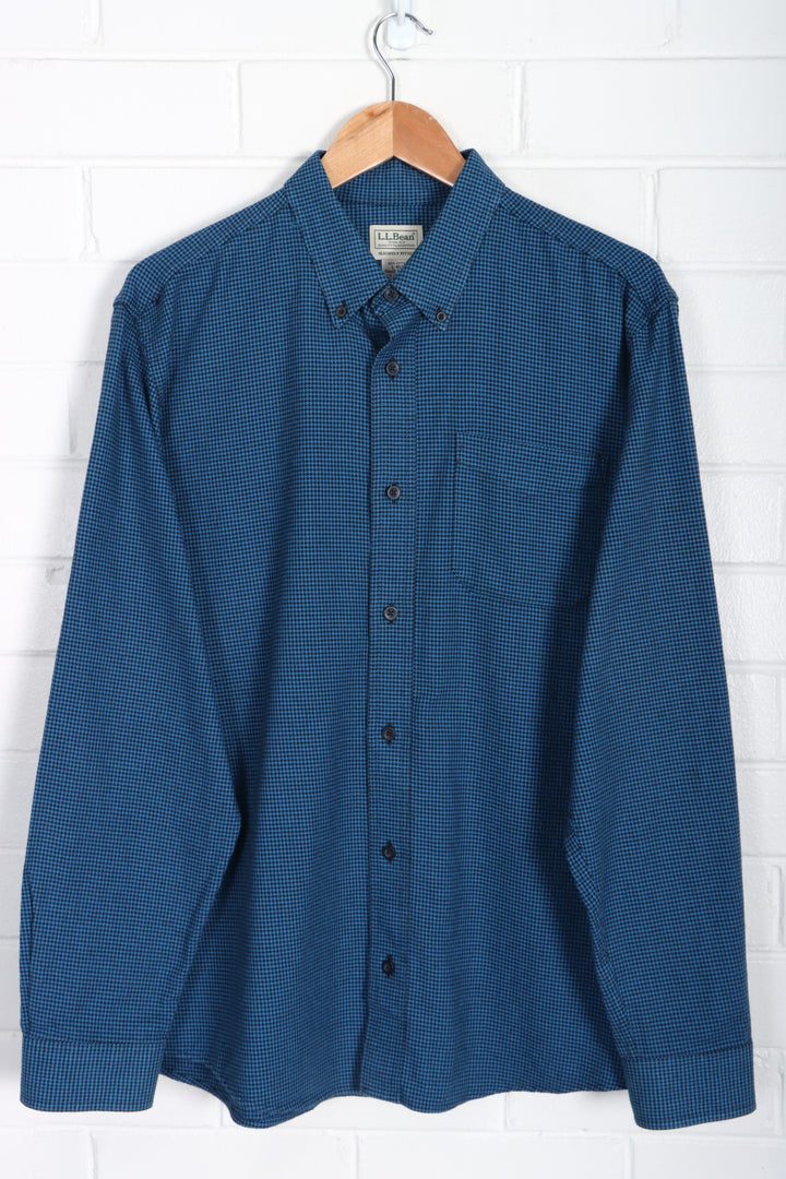 L.L. BEAN Blue Houndstooth Button Up Shacket Shirt (L)