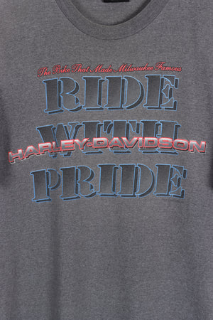 HARLEY DAVIDSON 'Ride with Pride' USA Made Michigan Tee (L) - Vintage Sole Melbourne